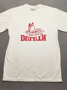 Duluth Trading Company Duck & Backwards Logo Longtail T-Shirt, New, White Medium